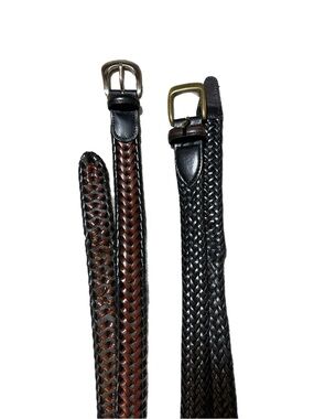 Bundle of TWO Men’s Genuine Leather Braided Vintage 90’s Belts